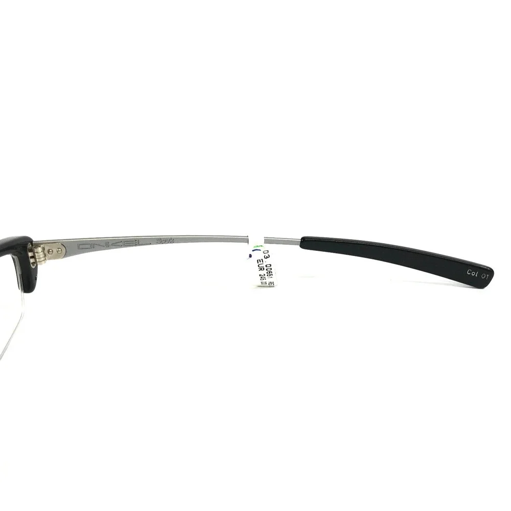 Onkel Eyeglasses Frames Spyk Col 01 Black Silver Rectangle Half Rim 50-16-140